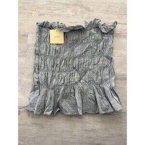 A’reve Anthropologie Ruffle Tub Top Women's Size Large Blue Boho NWT